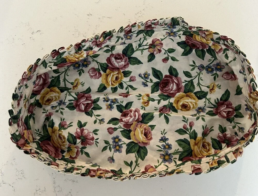 Longaberger Garden Splendor Fabric Bread Basket Liner Roses Floral